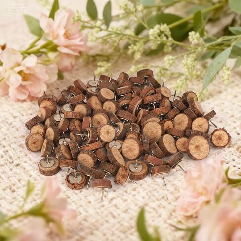 100pcs Round Wood Push Pins, Durable Round Decorative Thumb Tacks Practical Natural Wooden Thumb Tacks Suitable for Cork Board Bulletin Office Supplies in Saudi Arabia