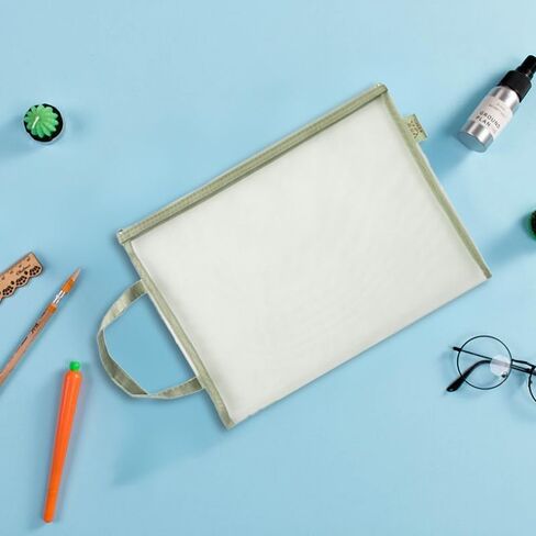1pc Mesh Zipper Pouch Bag, Plastic Zip File Folder, A4 Zipper Document Bag for Office Home Travel Storage, Green in Saudi Arabia