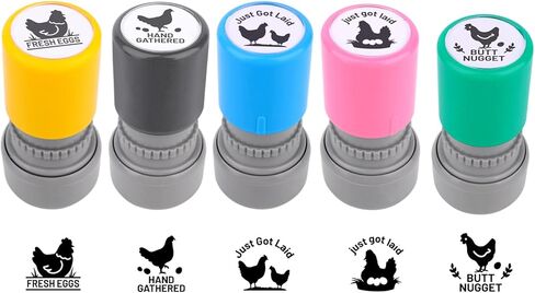 5pcs Fresh Egg Stamps, 5 Patterns Plastic Chicken Egg Carton Stamp for Easter Eggs for Home Farm Chicken Coop Farmhouse Supplies in Saudi Arabia