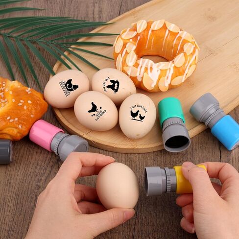 5pcs Fresh Egg Stamps, 5 Patterns Plastic Chicken Egg Carton Stamp for Easter Eggs for Home Farm Chicken Coop Farmhouse Supplies in Saudi Arabia