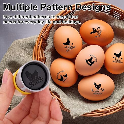 5pcs Fresh Egg Stamps, 5 Patterns Plastic Chicken Egg Carton Stamp for Easter Eggs for Home Farm Chicken Coop Farmhouse Supplies in Saudi Arabia