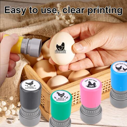 5pcs Fresh Egg Stamps, 5 Patterns Plastic Chicken Egg Carton Stamp for Easter Eggs for Home Farm Chicken Coop Farmhouse Supplies in Saudi Arabia