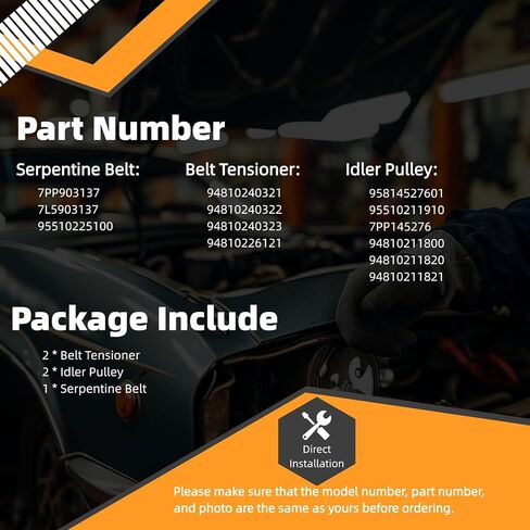 Serpentine Drive Belt with Tensioner and Idler Pulley for Porsche Cayenne Panamera in Saudi Arabia