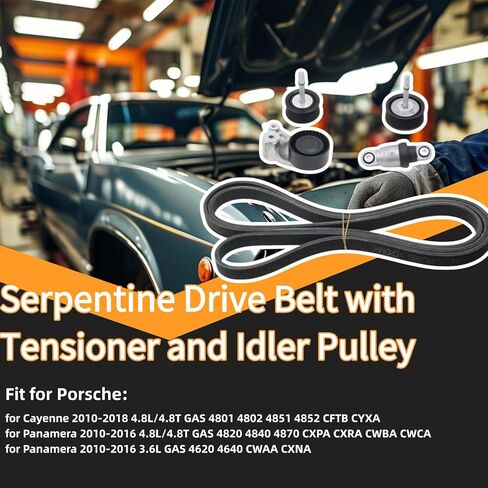 Serpentine Drive Belt with Tensioner and Idler Pulley for Porsche Cayenne Panamera in Saudi Arabia