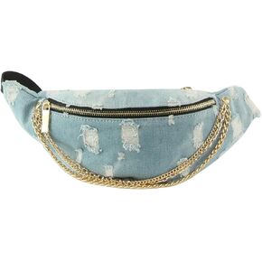 حقيبة خصر Le Miel Fanny Packs Denim Delight Jean الخصر أنيقة وأنيقة مع سلسلة مميزة للنساء (LY104 Denim داكن) in Kuwait