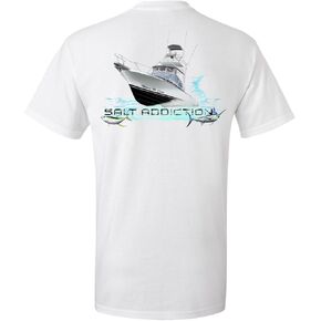 Salt Addiction Saltwater Trolling Yacht Fishing Cotton and 50/50 Short Sleeve T-Shirt for Ocean Activities in Saudi Arabia
