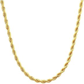 14K Solid Yellow Gold Twisted Rope Chain Necklace for Men & Women – 1.5mm to 4.2mm Thickness, Available in 16" to 36" Lengths (3.2mm, 22inchs) in Saudi Arabia
