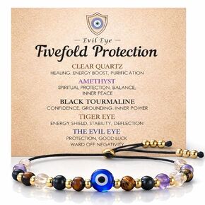 هدايا سلة عيد الفصح، سوار العين الشريرة، أحجار الشفاء للنساء، حشو بيض عيد الفصح، أساسيات مجوهرات عيد الميلاد، الكوارتز الشفاف، الجمشت، التورمالين، عين النمر لصديق، أخت، أمي in Kuwait