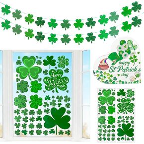 11pcs St Patricks Day Decorations with Window Clings Shamrock Banner Acrylic Heart Shamrocks Decorations for Home Decor in Kuwait