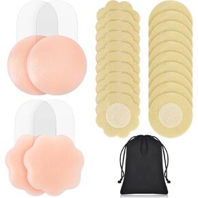 2 Pairs Silicone Breast Lift Reusable Breast Pasties Petals with 20 Pieces Disposable Nipple Covers in Saudi Arabia