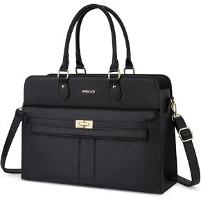 حقيبة كمبيوتر محمول للنساء من MOSISO، حقائب كمبيوتر محمول من جلد البولي يوريثان مقاومة للماء مقاس 15.6 بوصة، حقيبة حمل مع حجرة كمبيوتر محمول للأعمال، حقائب كتف ذات سعة كبيرة بمقبض علوي وحقيبة يد عمل المعلم، أسود in Kuwait