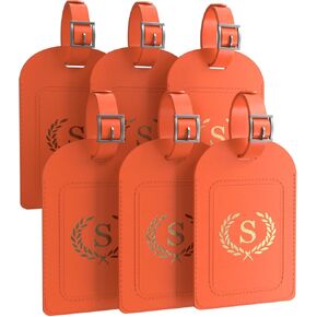 6 Pack Luggage Tags for Suitcases, 26 Initial Letter Travel Luggage Baggage Identification Labels ID Tag Fully Bendable Tags(Orange) (B) in Saudi Arabia