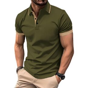 HMIYA Mens Short Sleeve Cotton Blend Pique Polo Shirts Color Block Polos S-3X in Saudi Arabia