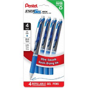 أقلام جل سائلة Pentel EnerGel RTX، جريئة (1.0 مم)، حبر أزرق، 4 عبوات (BL80PF4C) in Kuwait