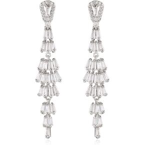 Solid Gold over S925 Sterling Silver Moissanite Tassel Earrings, Statement Long Drop Design, Elegant & Glamorous Jewelry Gift in Kuwait