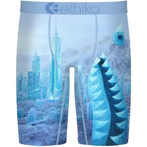 ملابس داخلية بوكسر للرجال من Ethika، طول الركبة، ملابس داخلية قابلة للتمدد في 4 اتجاهات مع مطبوعات جرافيك - BMR City of Stillness in Kuwait
