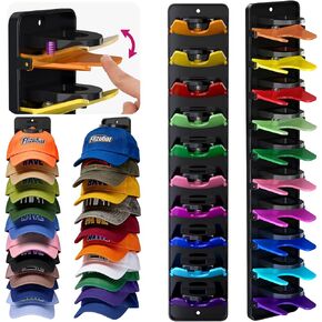 Spring-Loaded Hat Organizer for Baseball Caps (2 Pack) – Holds 20 Caps, Quick Insert & Smooth Release with Secure Hold, Wall Mount for Closet or Door with Adhesive & Screws in Kuwait