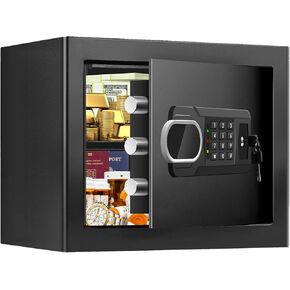 صندوق أمان صغير ضد الحريق مقاس 1.3 قدم للاستخدام المنزلي، صندوق أمان شخصي ضد الحرائق مزود بلوحة مفاتيح إلكترونية، ومفاتيح احتياطية ورف قابل للإزالة، صندوق آمن للوثائق الفولاذية المقاومة للحريق للأشياء الثمينة النقدية in Kuwait