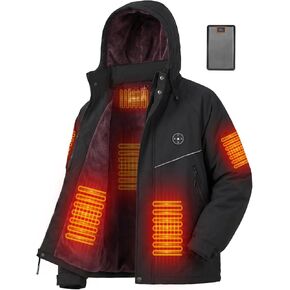 Heated Jacket for Men with Fleece Lining 20000 mAh Battery Fast Charge Windproof Electric Men's Heated Coat in Kuwait