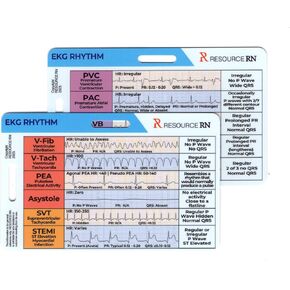 EKG Rhythm Interpretation Badge Cards (2-Piece Set) – Compact & Portable Reference Cards – Rapid EKG Interpretation Guide – Dual Horizontal & Vertical Layout – Clinical Quick Reference in Kuwait