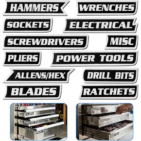 12 عبوة من ملصقات صندوق الأدوات المغناطيسية، مغناطيس ملصقات صندوق الأدوات، ملحقات تنظيم صندوق الأدوات العامة، علامات قابلة لإعادة الاستخدام لصناديق الأدوات الفولاذية، والعربات، والأدراج، والخزائن (أسود) in Kuwait