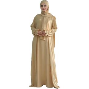Abaya Muslim Dress Women Prayer Dress Long Sleeve Loose Maxi Modest Islamic Clothes with Hijab Scarf in Saudi Arabia