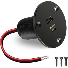 منفذ USB RV بقدرة 118 وات 100 وات PD3.0 من النوع C، منفذ شحن سريع مزدوج للطائرة بدون طيار، Starlink Mini، مقبس USB 18 وات QC3.0 ألومنيوم 12 فولت، ملحقات لقارب شاحنة مقطورة RV (قطعتان) in Kuwait