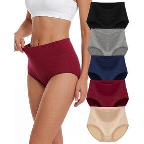 Cotton Underwear for Women High Waisted Full Coverage Briefs Soft Breathable Womens Cotton Panties (5 Pack) in Saudi Arabia