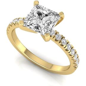 خاتم 2.40 قيراط من الألماس المعتمد من IGI Princess Lab Grown Diamond (2 قيراط، E، VS1) خاتم الذكرى السنوية للخطوبة والزفاف من الذهب عيار 14 قيراط للنساء in Kuwait