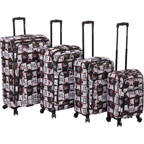 Karriage-Mate Betty Boop 4-Piece Luggage Set, Lightweight Spinner Suitcases (20"/24"/28"/32") with Rolling Wheels & Expandable Design, Stylish Red Lips Print Travel Luggage (7B) in Kuwait
