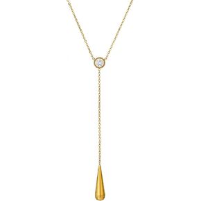 Emerald Cut Y Shaped Necklace for Women 18K Gold Plated Double Layered Y Lariat Necklace Jewelry Gift in Kuwait