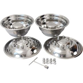 JESONN 19.5 بوصة 10 العروات 5 فتحات يدوية مصقولة من الفولاذ المقاوم للصدأ عجلة محاكاة مجموعات كاملة لشاحنة 2005-2025 Ford F450 F550 (لا تناسب بيت متنقل RV) in Kuwait