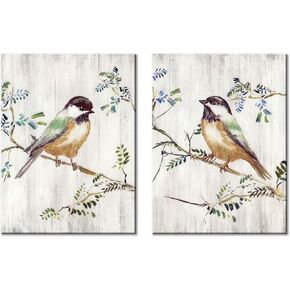 الطائر الطنان جدار الفن صور الربيع: الطيور اللوحة الصينية الطبيعة قماش عمل فني أنيق الطيور على فرع شجرة البتولا جدار ديكور لغرفة النوم 24 "x18" x2panes in Kuwait