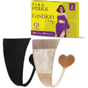 PINQ POLKA C String Thong للنساء - سراويل داخلية غير مرئية وقابلة لإعادة الاستخدام مع مادة لاصقة - بدون ملابس داخلية in Kuwait