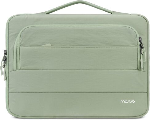 حقيبة كمبيوتر محمول MOSISO 360 واقية مقاس 13-14 بوصة، حافظة كمبيوتر محمول منتفخة مقاس 13.3 بوصة متوافقة مع MacBook Air 13 13.3 13.6/Pro 13/14، HP Dell ASUS Lenovo، حقيبة جانبية مفتوحة مع جيبين بسحاب ومقبض، أخضر داكن in Kuwait