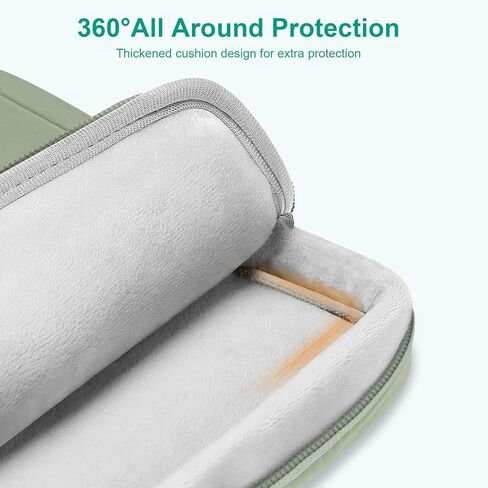 حقيبة كمبيوتر محمول MOSISO 360 واقية مقاس 13-14 بوصة، حافظة كمبيوتر محمول منتفخة مقاس 13.3 بوصة متوافقة مع MacBook Air 13 13.3 13.6/Pro 13/14، HP Dell ASUS Lenovo، حقيبة جانبية مفتوحة مع جيبين بسحاب ومقبض، أخضر داكن in Kuwait