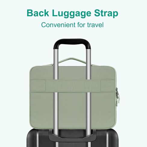 حقيبة كمبيوتر محمول MOSISO 360 واقية مقاس 13-14 بوصة، حافظة كمبيوتر محمول منتفخة مقاس 13.3 بوصة متوافقة مع MacBook Air 13 13.3 13.6/Pro 13/14، HP Dell ASUS Lenovo، حقيبة جانبية مفتوحة مع جيبين بسحاب ومقبض، أخضر داكن in Kuwait