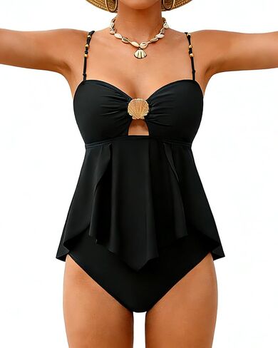 XUNYU النساء Tankini ملابس السباحة البطن التحكم قطعتين ثوب السباحة Flowy التغطية الكاملة بِدل السباحة عالية الخصر متواضع ملابس السباحة in Kuwait