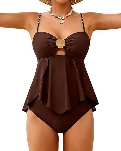 XUNYU Women Tankini Swimsuit Tummy Control Two Piece Bathing Suit Flowy Full Coverage Swim Suits High Waisted Modest Swimwear in Saudi Arabia