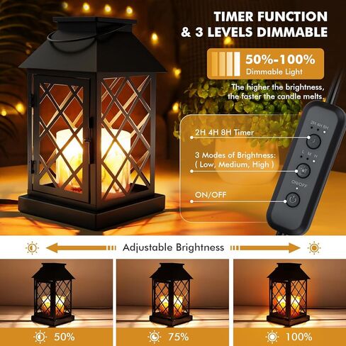 مصباح تدفئة الشموع مع مؤقت، فانوس تدفئة شموع قابل للتعتيم لـ 3 شموع فتيل كبيرة، مصباح شمعة معدني مغلق عتيق لبيت المزرعة، يذوب الشمع أكثر دفئًا، هدايا عيد ميلاد لديكور المنزل للأمهات in Kuwait