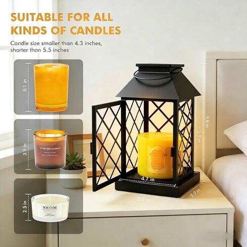 مصباح تدفئة الشموع مع مؤقت، فانوس تدفئة شموع قابل للتعتيم لـ 3 شموع فتيل كبيرة، مصباح شمعة معدني مغلق عتيق لبيت المزرعة، يذوب الشمع أكثر دفئًا، هدايا عيد ميلاد لديكور المنزل للأمهات in Kuwait