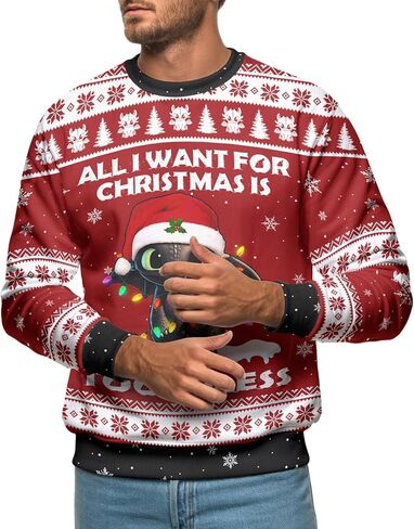 34HD هدايا لعيد الميلاد سترة عيد الميلاد القبيحة 2025 للرجال والنساء مضحك طويلة الأكمام Crewneck سترة عيد الميلاد in Kuwait