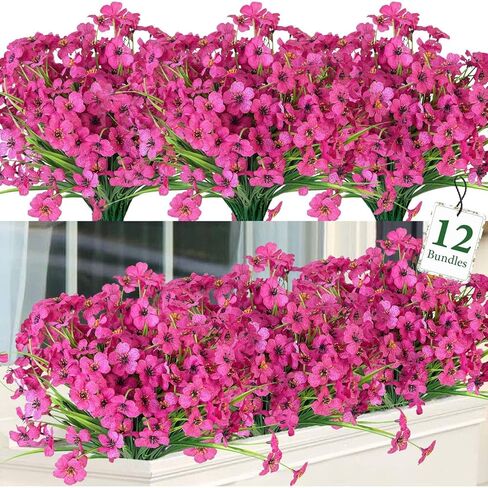 Ouddy Decor 24 Bundles Artificial Plants Outdoor Fake Wheat Grass Flowers Artificial Greenery Stems Faux Plastic Plants Shrubs UV Resistant for Patio Garden Porch Home Window Box Decor (Green) in Saudi Arabia
