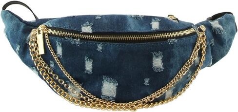 حقيبة خصر Le Miel Fanny Packs Denim Delight Jean الخصر أنيقة وأنيقة مع سلسلة مميزة للنساء (LY104 Denim داكن) in Kuwait