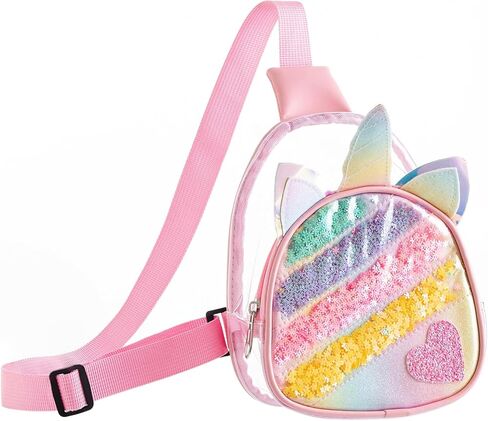 حقيبة صدر شفافة للفتيات الصغيرات لمناسبات الاستاد، محفظة حقيبة للأطفال مقاومة للماء من مادة PVC للحفلات الموسيقية (782-1) in Kuwait