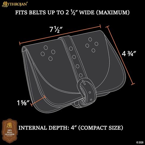 Mythrojan Leather Belt Pouch Renaissance Costume Accessories Medieval Jewelry Pirate Hip Pouch LARP Waist Bag Cosplay Coin Purse - Brown - Medium in Saudi Arabia