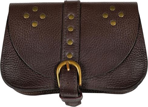 Mythrojan Leather Belt Pouch Renaissance Costume Accessories Medieval Jewelry Pirate Hip Pouch LARP Waist Bag Cosplay Coin Purse - Brown - Medium in Saudi Arabia