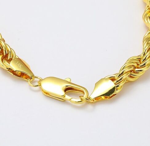 14K Solid Yellow Gold Twisted Rope Chain Necklace for Men & Women – 1.5mm to 4.2mm Thickness, Available in 16" to 36" Lengths (3.2mm, 22inchs) in Saudi Arabia