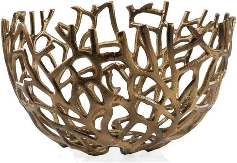 5802 Rama Twigs Round Bowl, Silver, Fruit Bowl, Holds Spheres or Decorative Balls Fillers, Large Bowl, Home Decor, Room Decor, Office Decor, Tabletop Centerpiece, 14" W x 8.5H in Saudi Arabia