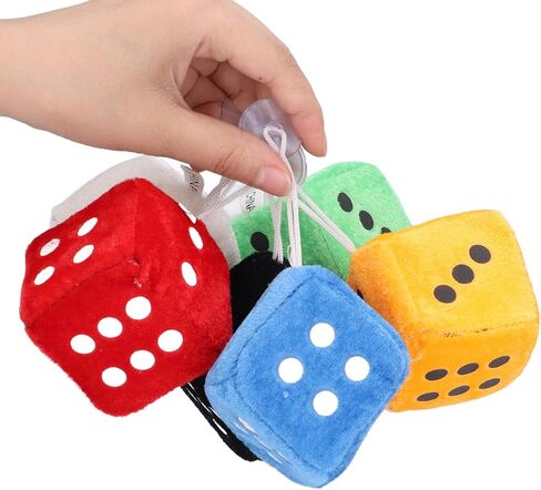 Keenso 12pcs Hanging Dice,Fuzzy Plush Dice with Dots for Car Interior Ornament Decoration in Saudi Arabia